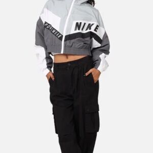 Nike Black and Gray Cropped Jacket